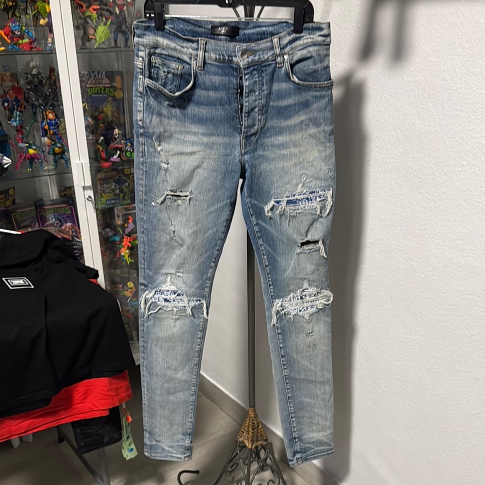 Men's Distressed Light Blue Jeans
